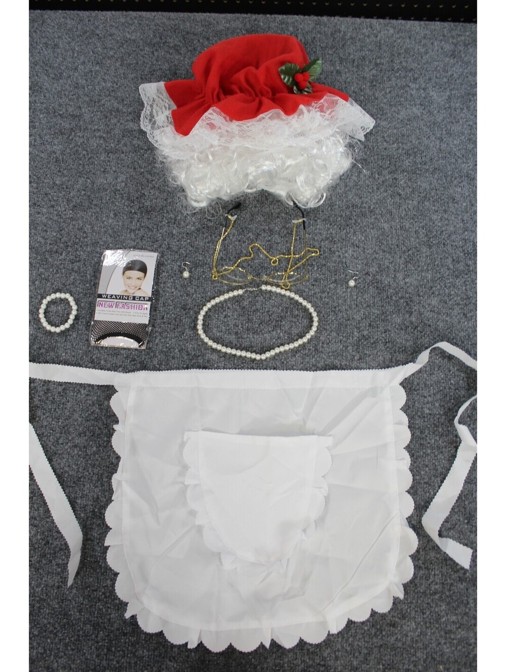 New Mrs. Claus Costume Accessory Set Red White Holiday Lot